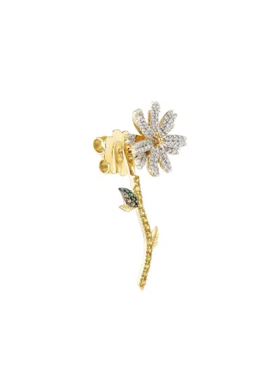 Anabela Chan 14k Gold Daisy Laboratory-grown Diamond And Emerald Earrings In Gold