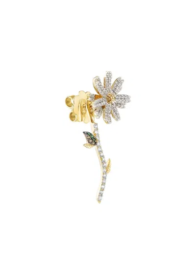 Anabela Chan 14k Gold Daisy Laboratory-grown Diamond And Emerald Earrings In Gold