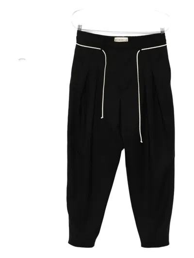 Mordecai Pleated Drawstring Trousers In Black