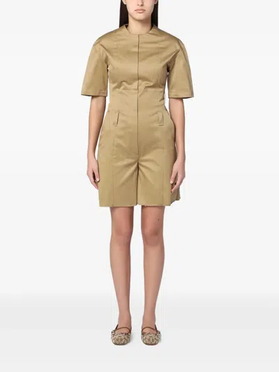 The Latest Camel-coloured Short Jumpsuit In Cotton In Brown