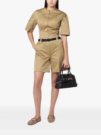 The Latest Camel-coloured Short Jumpsuit In Cotton In Brown