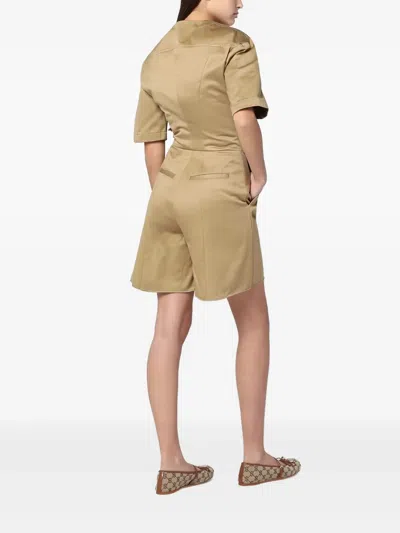 The Latest Camel-coloured Short Jumpsuit In Cotton In Brown