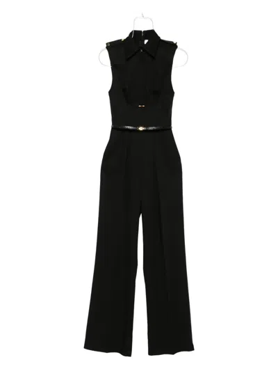 Elisabetta Franchi Collared Belted Jumpsuit In Black