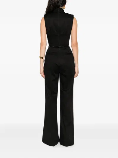 Elisabetta Franchi Collared Belted Jumpsuit In Black