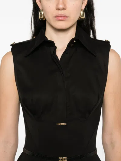 Elisabetta Franchi Collared Belted Jumpsuit In Black
