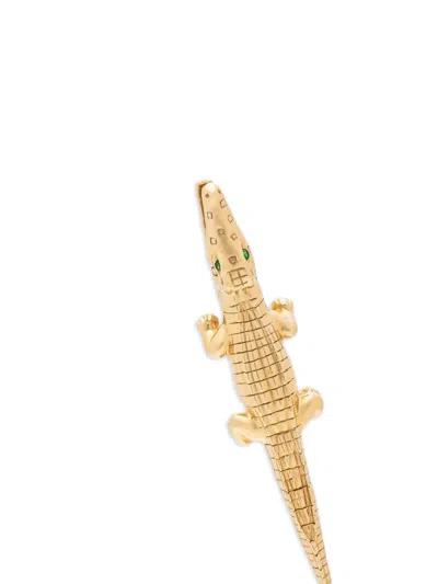 Bibi Van Der Velden 18k Yellow Gold Alligator Tsavorite Earring In White