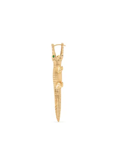 Bibi Van Der Velden 18k Yellow Gold Alligator Tsavorite Earring In White