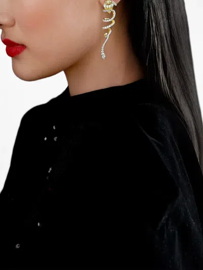 Anabela Chan 18kt Gold Vermeil Ribbon Twirl Diamond Earrings In Gold