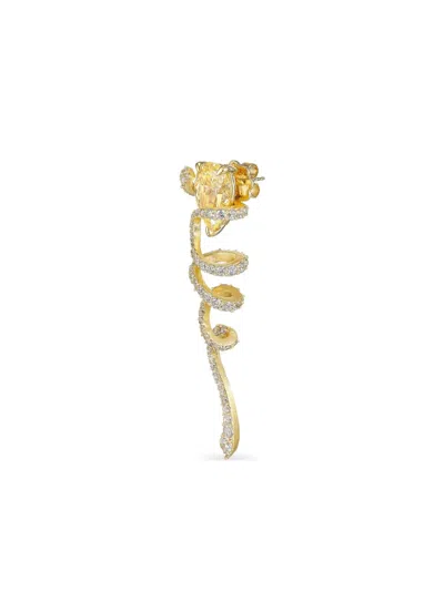 Anabela Chan 18kt Gold Vermeil Ribbon Twirl Diamond Earrings In Gold