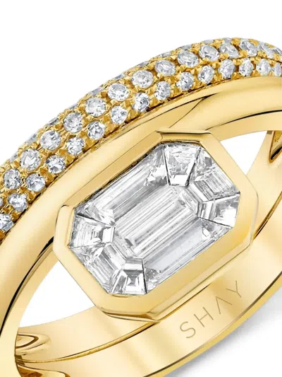 Shay 18k Yellow Gold Floating Bezel Diamond Ring In Gold