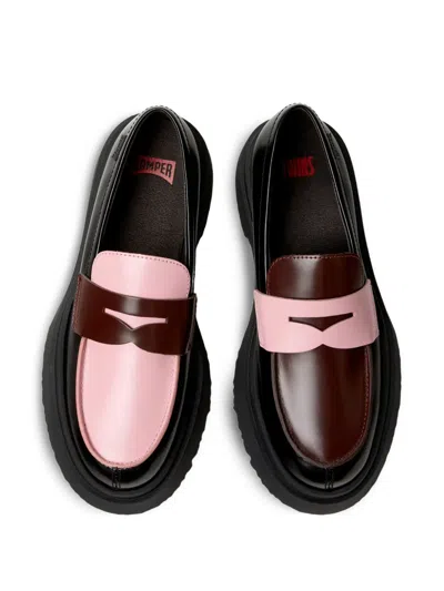 Camper Walden Twins Leather Two-tone Loafers In Black