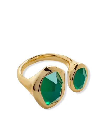Monica Vinader Gold Odyssey Gemstone Open Ring Green Onyx In Gold