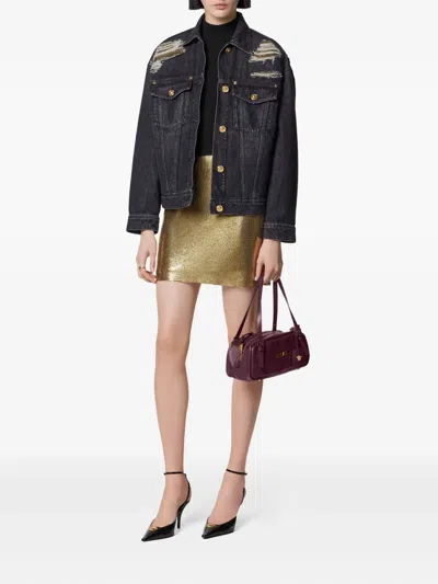 Versace Sequined Mini Skirt In Gold