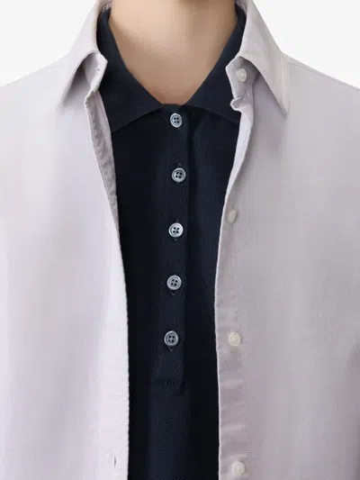 Thom Browne Four-bar Striped Rib-cuffs Polo Top In Blue