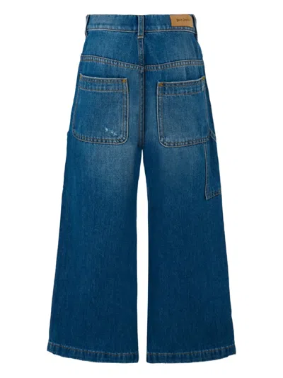 Palm Angels Logo-print Distressed Jeans In Blue