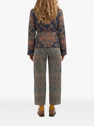 Pierre-louis Mascia Tapestry-pattern Belted Jacket In Blue