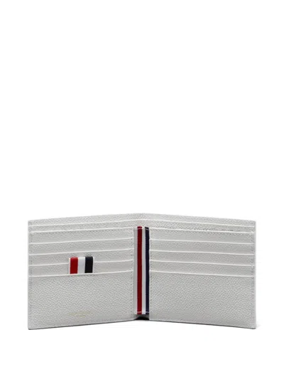 Thom Browne Pebble-grain Bifold Wallet In Gray