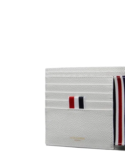 Thom Browne Pebble-grain Bifold Wallet In Gray