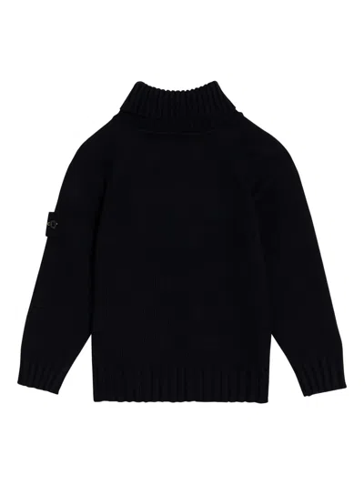 Stone Island Roll-neck Patch-pocket Sweater In Black