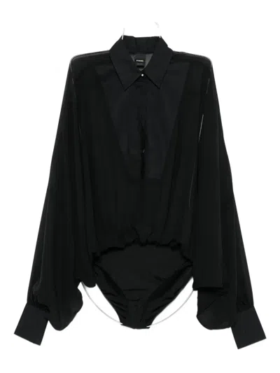Pinko Button-down Long-sleeve Bodysuit In Black