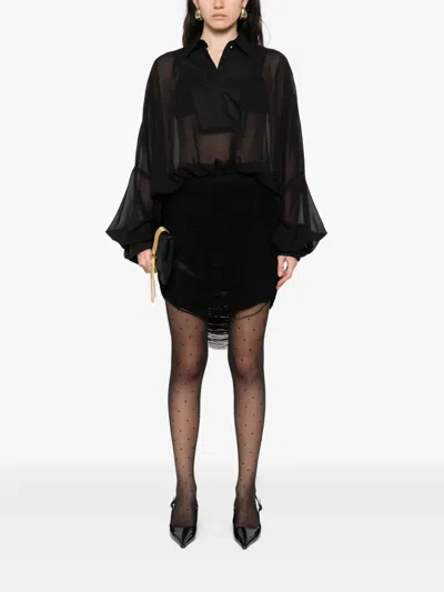 Pinko Button-down Long-sleeve Bodysuit In Black