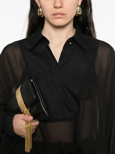 Pinko Button-down Long-sleeve Bodysuit In Black