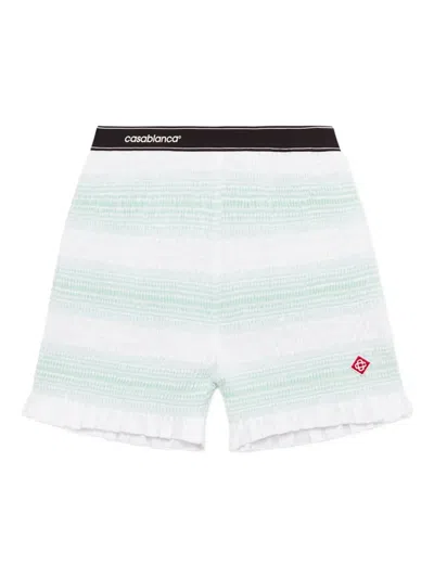 Casablanca Shirred Striped Elastic Waist Ruffle Shorts