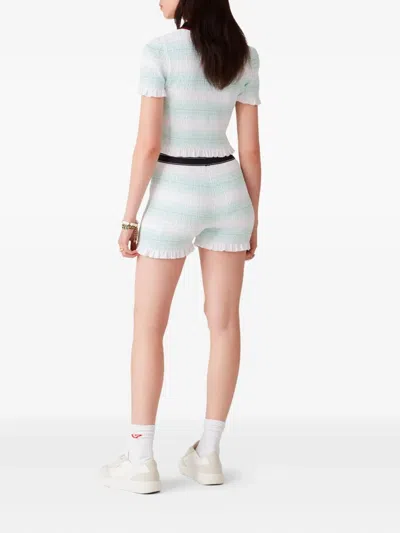 Casablanca Shirred Striped Elastic Waist Ruffle Shorts