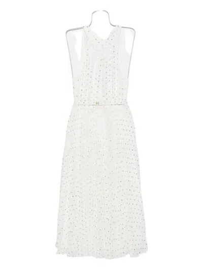 Nissa Pleated Polka-dot Midi Dress