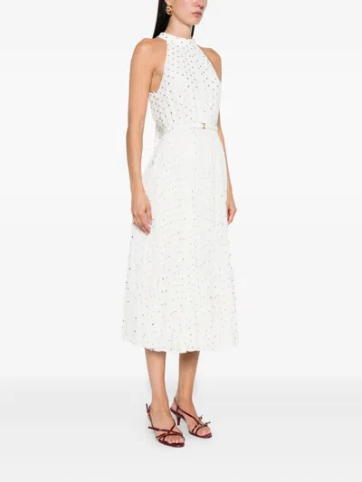 Nissa Pleated Polka-dot Midi Dress