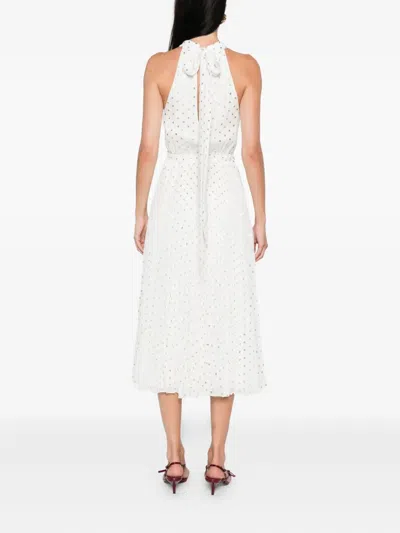Nissa Pleated Polka-dot Midi Dress