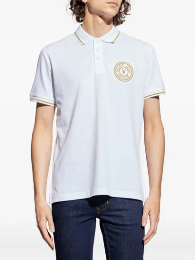 Versace Jeans Couture Logo-embroidered Polo Shirt In White