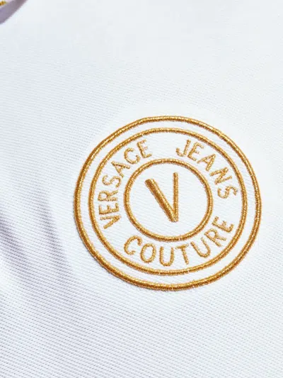 Versace Jeans Couture Logo-embroidered Polo Shirt In White