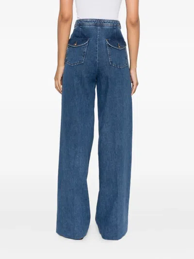Sandro Womens Blue Jean Wide-leg High-rise Denim Jeans In Blue