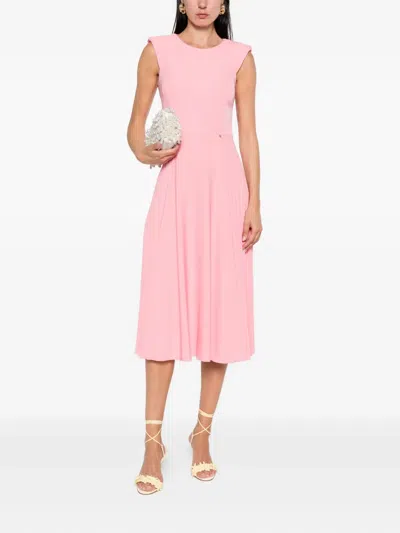 Nissa Pleated Sleeveless Midi Dress In Pink