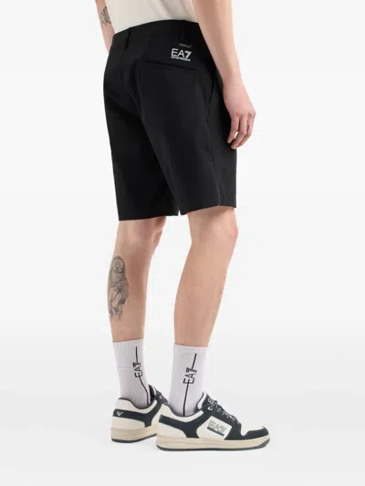 Ea7 Golf Pro Polo Bermuda Shorts In Ventus7 Technical Fabric In Black
