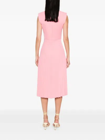 Nissa Pleated Sleeveless Midi Dress In Pink
