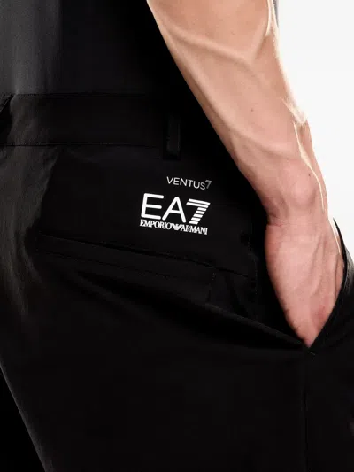 Ea7 Golf Pro Polo Bermuda Shorts In Ventus7 Technical Fabric In Black