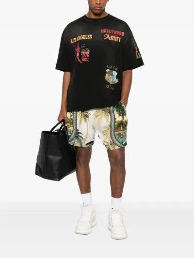 Amiri Crew Neck Graphic Print Relaxed Fit In Black