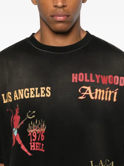 Amiri Crew Neck Graphic Print Relaxed Fit In Black