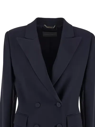 Alberta Ferretti Blazer Structured Shoulder Flap Pockets In Blue