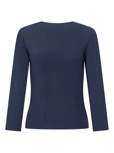 Elisabetta Franchi Lace-up Zip-front Jacket In Blue