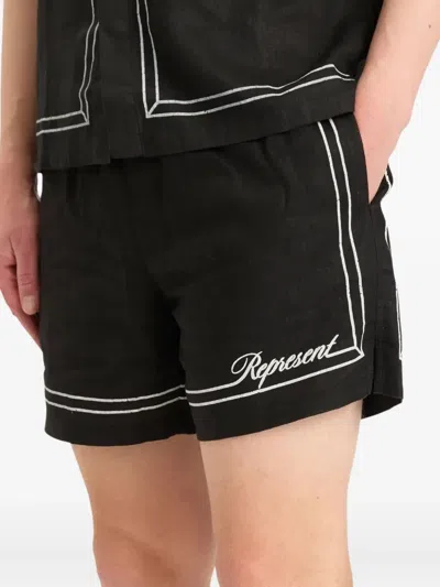 Represent Border-detail Shorts In Black
