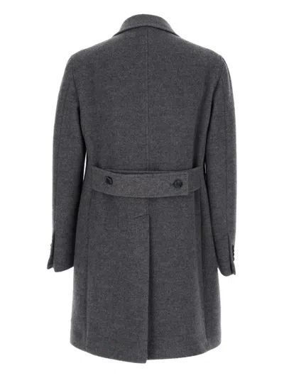 Tagliatore Grey Double Breasted Wool Coat In Gray
