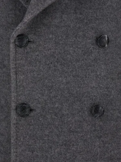 Tagliatore Grey Double Breasted Wool Coat In Gray