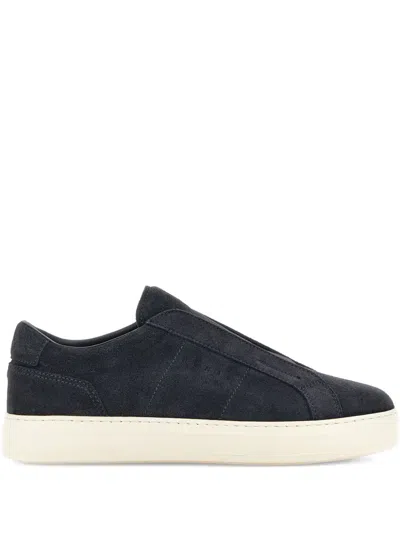 Hogan Black Suede Slip-on Shoes With Contrasting Sole