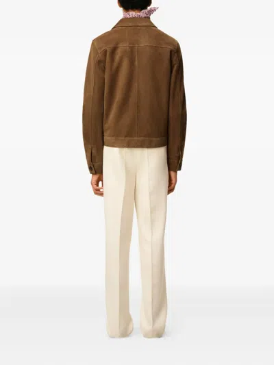 Ami Alexandre Mattiussi Mens Noisette Pointed-collar Embossed-logo Leather Jacket In Brown