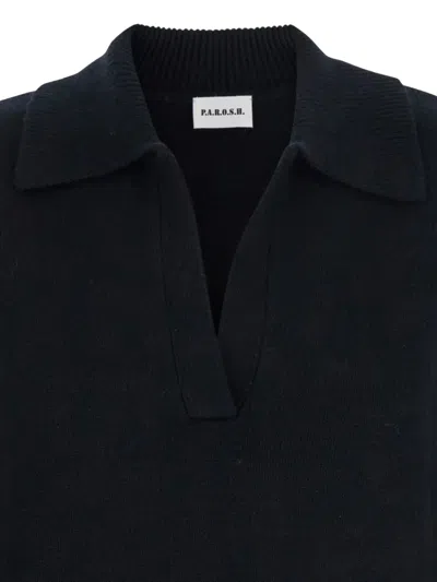 P.a.r.o.s.h Polo-neck Ribbed Sweater In Black