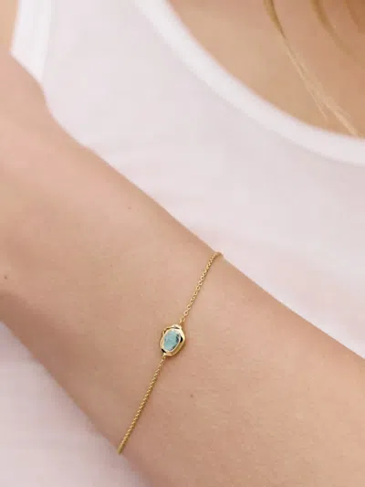 Monica Vinader Gold Odyssey Gemstone Chain Bracelet Aquamarine In Gold