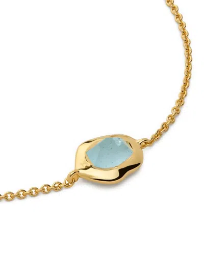 Monica Vinader Gold Odyssey Gemstone Chain Bracelet Aquamarine In Gold